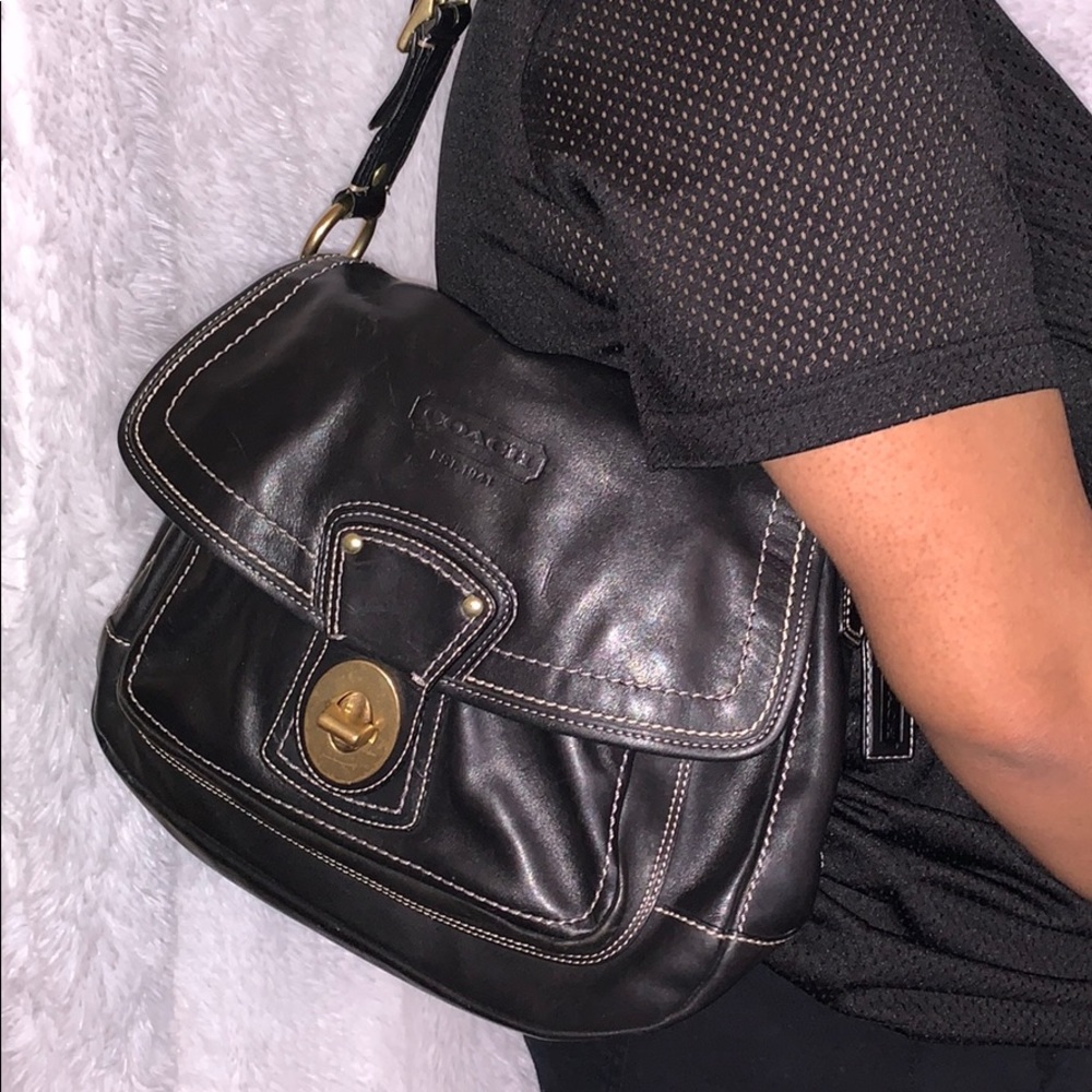 Vintage Black leather Coach bag